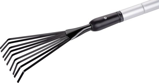 BLACK+DECKER Hark - Telescopische Tuinhark - Uitschuifbare Steel van 78 tot 111 CM - Bladhark - Tuingereedschap Aluminium Steel en Koolstofstalen Kop - Roestvrij - Zilver/Zwart