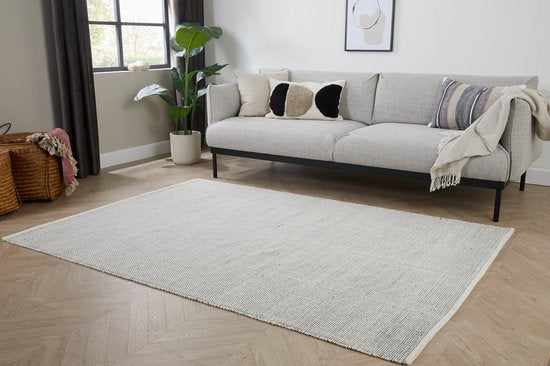 Lifa Living Vloerkleed – Wol & Katoen – Geweven – 160x230 cm – Scandinavisch Design – Zwart/Wit