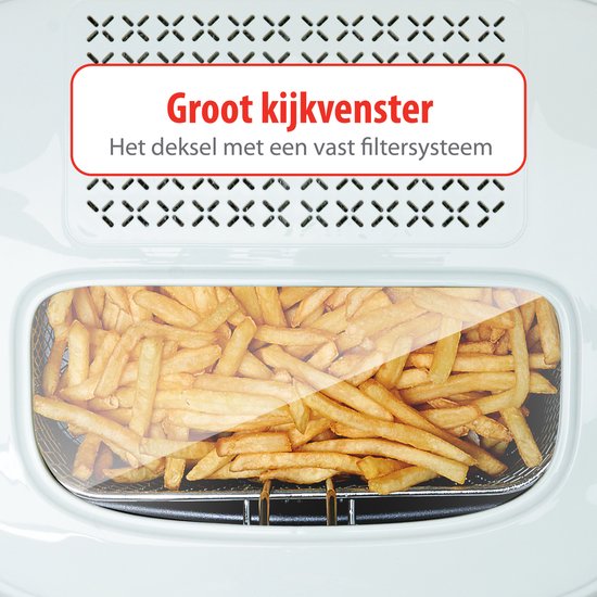 alpina Frituurpan 2.5 Liter - Friteuse met Deksel - 1800W - Wit - 31.10x29.40x21.20 cm