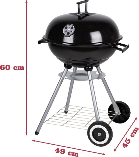 Lone Star Barbecue - Houtskool BBQ - Kogel Barbeque - Geïsoleerde Handvaten - Ontluchtingssysteem - Verwijderbare As Opvangbak