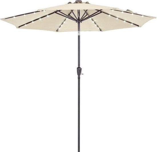 Kingsleeve Parasol - LED-verlichting 300 cm Solar - Beige