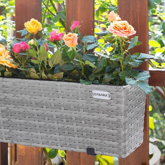 Casaria Polyrattan Bloembak – 2 Stuks Incl. Ophangbeugels - Grijs
