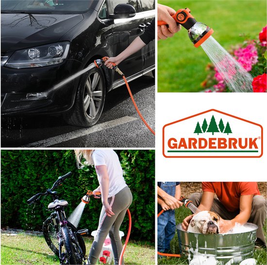 Gardebruk Tuinslang Flexibel - 15m 1/2" 3/4" Inch Wandmontage - Oranje