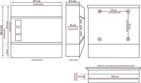 Designerbrievenbus - Inkijkraam - Antraciet