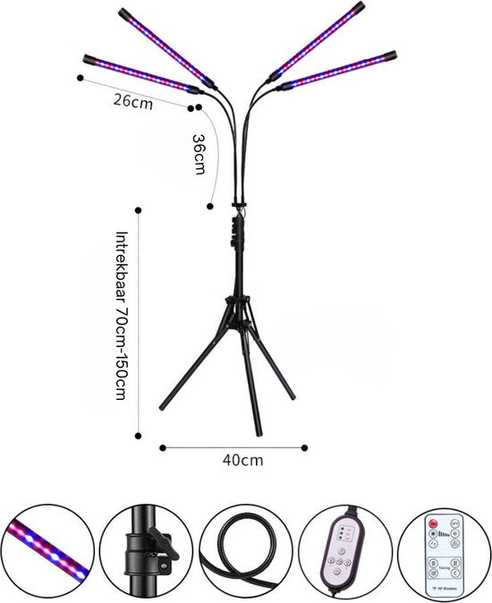 Livista® - LED Planten Groeilamp – Vouwbaar Standaard – Volledig Spectrum – Instelbare Timer – Voor Planten, Aquariums en Zaadkieming