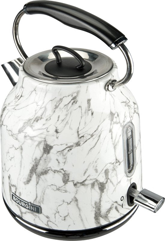 Marble Waterkoker retro - Marmerprint - Snoerloos te gebruiken - Metaal - antikalk waterfilter - ruime 1.7L inhoud voor 8 koppen thee - BPA vrij