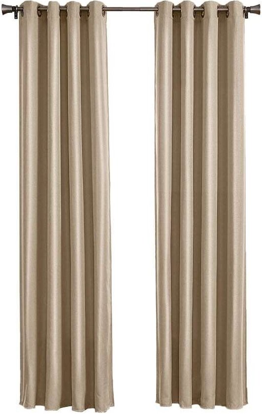 Larson - Luxe hotel verduisteringsgordijn - met ringen - 3m x 2,5m - Licht taupe