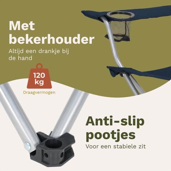 TRVLMORE Campingstoelen - Opvouwbaar - 2-Pack - 120KG Draagvermogen - Incl. Draagtas - Klapstoel - Visstoel - Kampeerstoel - Vouwstoel - Blauw