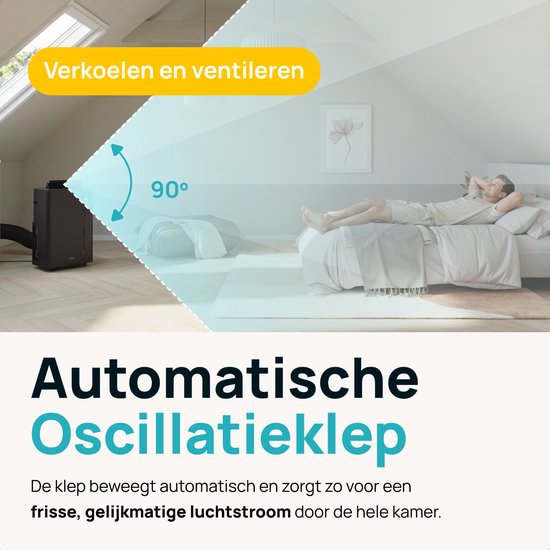 MOA Mobiele Airco - 12.000 BTU - Met Afstandbediening - Tot 35m² - Airconditioner met Ontvochtigingsfunctie - Raamafdichtingskit - Zwart