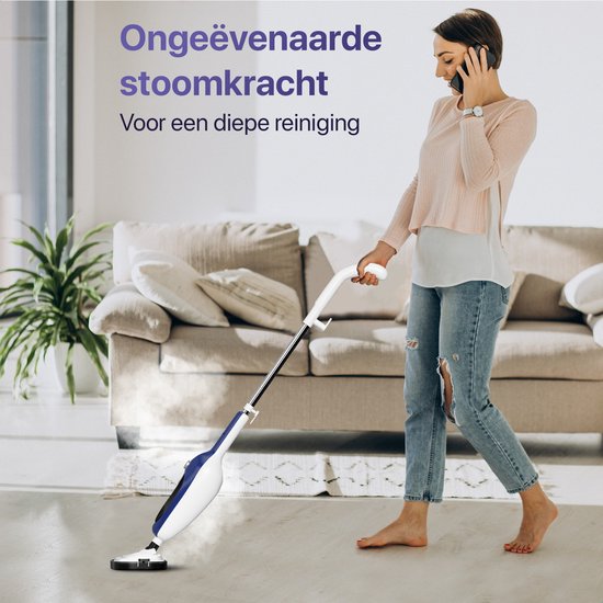 LUMAN 12 in 1 Stoomreiniger Én Handstomer V1 - Tapijtreiniger - Vlekkenreiniger - Met Aanpasbare Stoomkracht - Met 10 Opzetstukken en 3 Microvezeldoeken - Blauw
