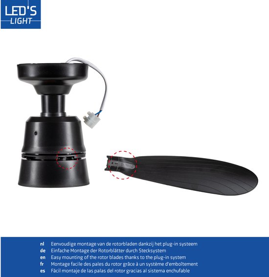 LED's Light - Zwarte plafondventilator met lamp - Ø 53 cm - Instelbare lichtkleur - 25W 1100 LM 3000K/6500K - Plafondlampen met Ventilator & Lamp