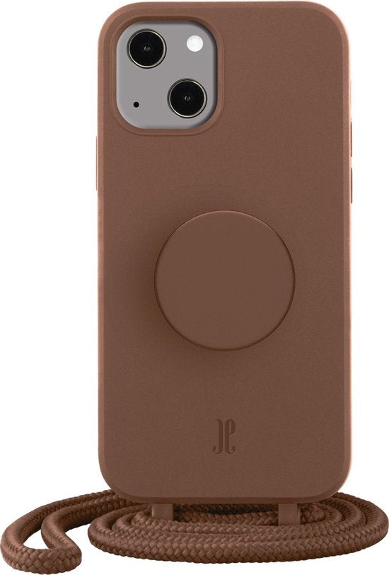 Just Elegance PopGrip Backcover Hoesje - Geschikt voor Apple iPhone 14 - Gsm case - Brown Sugar