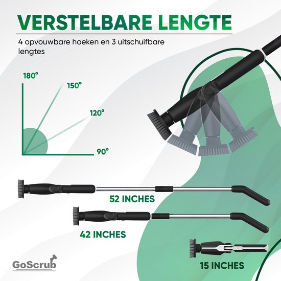 GoScrub® Elektrische Schoonmaakborstel Met Steel – Hero V1 – Zwart – 8 Opzetstukken