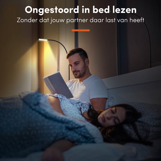 Nolt Leeslamp voor in Bed - Nachtlampje Dimbaar - 2 Bedlampjes - Bedlamp Slaapkamer - Leeslampjes Hoofdbord - Leeslampje Volwassenen