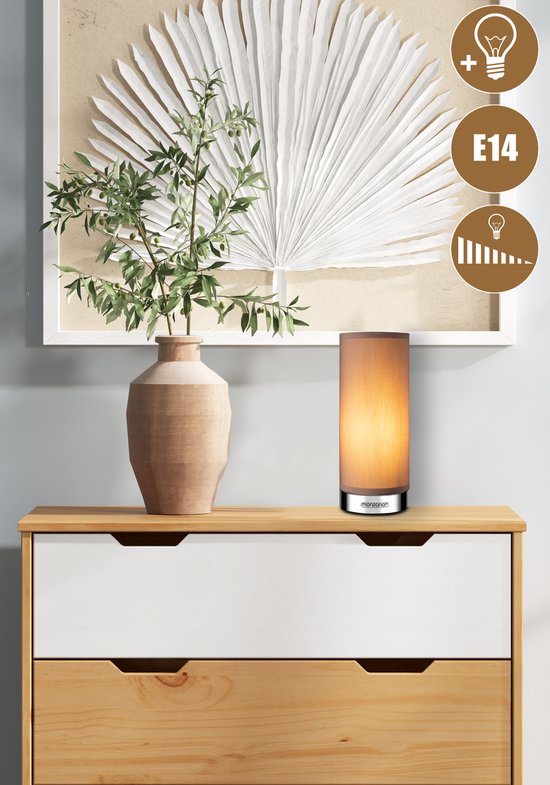 Monzana Tafellamp 2 Stuks LED – Dimbaar E14 - Chroom Taupe
