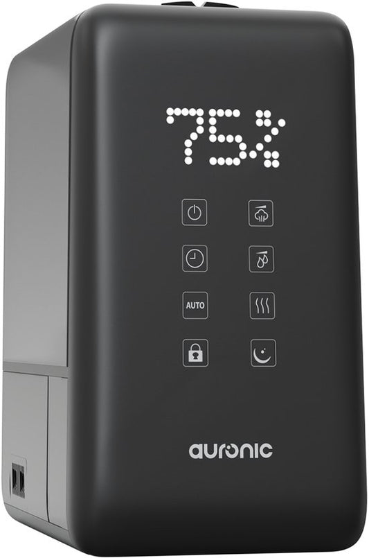 Auronic Luchtbevochtiger - 6L Tankcapaciteit Incl. Waterfilter - Babykamer & Slaapkamer - 3 Vernevelingsstanden - Zwart