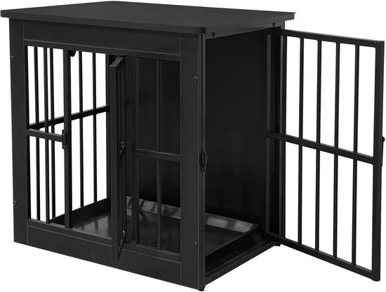Hondenbench - hondenhok - bench voor puppies en kleine honden - hondenkooi - voor binnen - inclusief hygiënische bak voor in het hok - 63 cm x 51 cm x 59 cm.