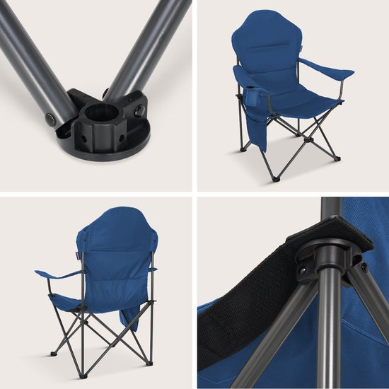 TRVLMORE Campingstoelen XXL - Opvouwbaar - 2-Pack - 160KG Draagvermogen - Incl. Draagtas - Klapstoel - Visstoel - Kampeerstoel - Vouwstoel - Blauw