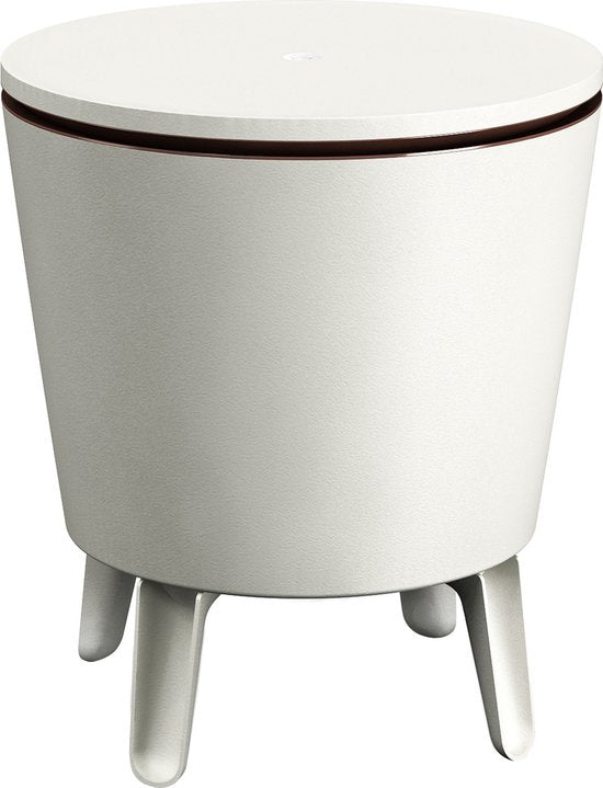 Keter bijzettafel drinkkoeler coolbar cocktailtafel 50x57-85cm 30L wit-bruin