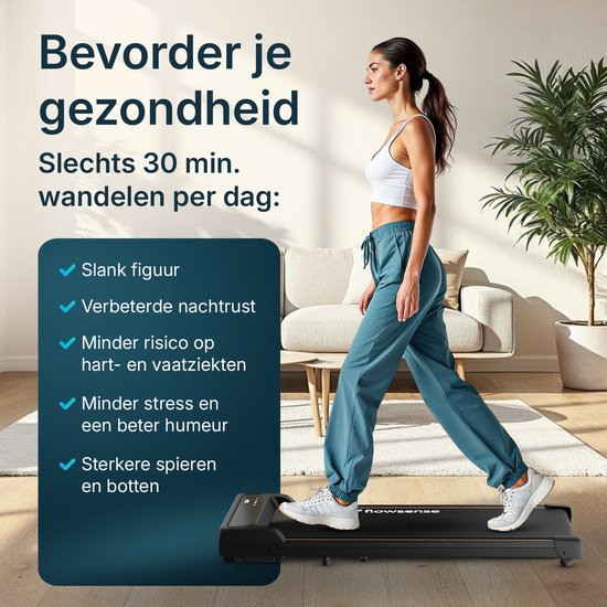 Flowsense Loopband - 1-6 km/u - Treadmill - Elektrisch - Zwart
