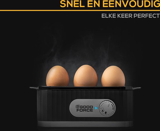 Elektrische GoodForce eierkoker - voor 1 - 6 eieren - met timer en alarm