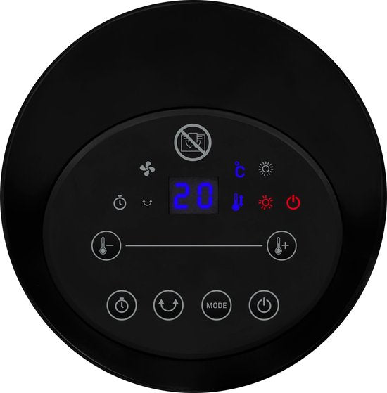 VONROC Elektrische kachel - ventilatorkachel - 1200W/1800W - keramisch - 3 standen - thermostaat - timer - LED-scherm - zwenkfunctie – incl. afstandsbediening - 20m2