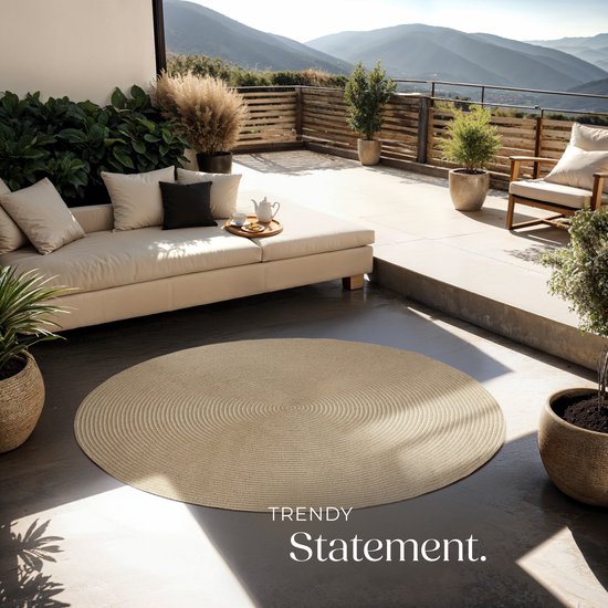 tectake® Gevlochten vloerkleed - Boho-stijl - Jute vloerkleed voor binnen en buiten - Duurzaam en onderhoudsvriendelijk - Vormvast en allergievriendelijk - Rond tapijt - Ø160 cm