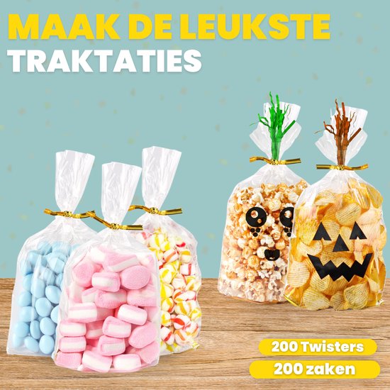 Feestio Uitdeelzakjes 25 x 15 cm - 200 Stuks - Snoepzakjes - Traktatie Zakjes Kinderfeestje - Cellofaanzakjes Transparant - Cadeauzakjes - Snoepzak