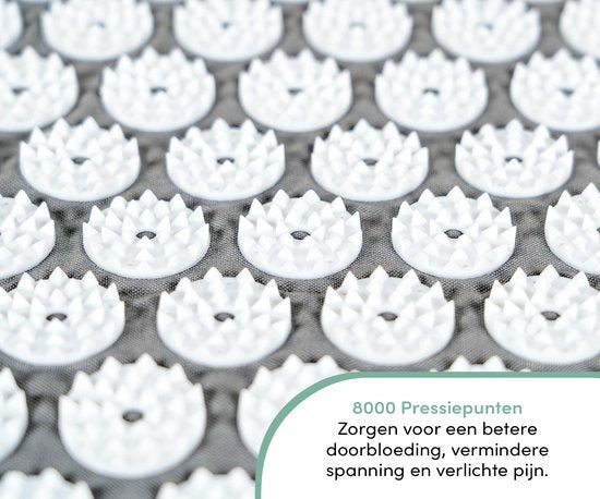 Loti Spijkermat met Spijkerkussen – Grijs/Wit – Acupressuur Mat - Spijkerbed - Acupunctuur Kussen - Shakti Massage – Incl. Draagtas