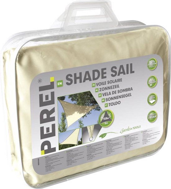 Perel Schaduwdoek, waterafstotend, 5 x 5 x 5 m, 160 g/m², polyester, driehoek, crème