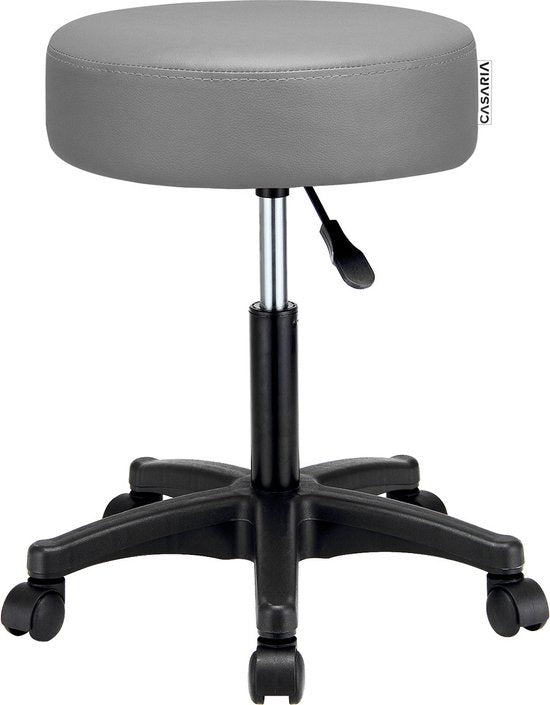 Casaria Verstelbare Draaikruk - 46/60cm Zithoogte – 1 Stuks Grijs