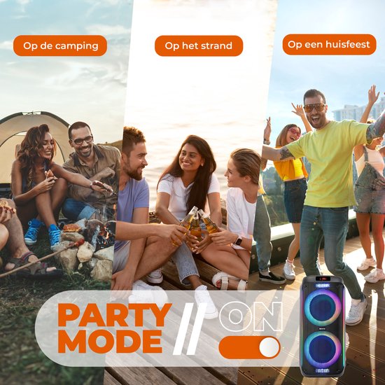 Denver Bluetooth Speaker Party Box - Discolichten - Partybox - Incl. Microfoon - Micro SD / USB / AUX - TSP456