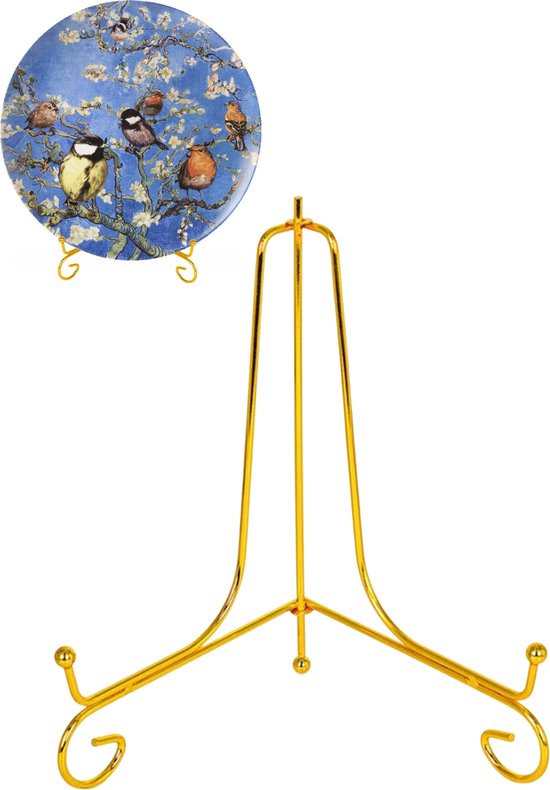 Lucht Bordenstandaard - Groot - Borden en Boeken - Display - Standaard - Houder - Steun - Rek - Hanger - Sierborden - Kookboek - Goud - Metaal