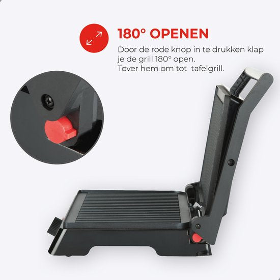 Bourgini Contact Grill Classic - Paninigrill en Tosti ijzer - Anti-aanbaklaag - Zwevend deksel - Grillapparaat - Contactgrill - RVS - BPA vrij