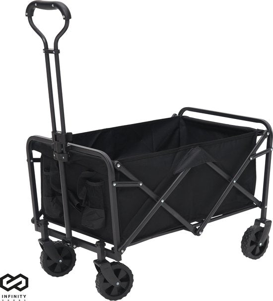 Infinity Goods Bolderkar - Opvouwbaar - 100KG Draagkracht - Draaibare Wielen - 90 x 50 x 75 CM - Verstelbaar - Zwart