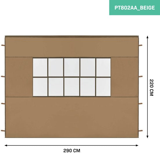 VONROC Zijwanden Set - Voor Premium Partytent PT501XX – Waterdicht - 50+ UV Bescherming - Beige