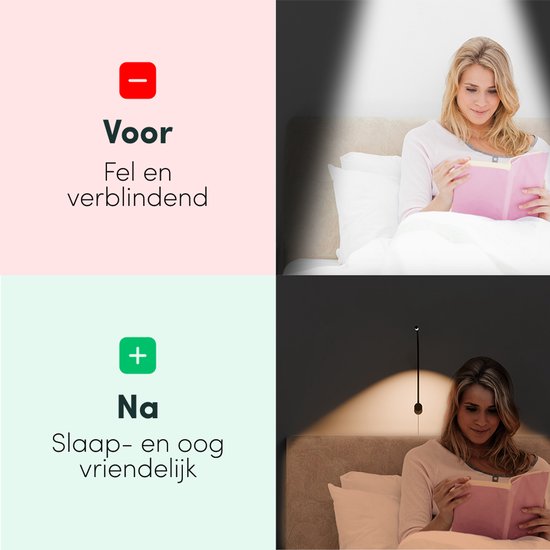 Nolt Leeslamp voor in Bed - Nachtlampje Dimbaar - 2 Bedlampjes - Bedlamp Slaapkamer - Leeslampjes Hoofdbord - Leeslampje Volwassenen