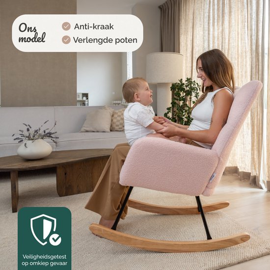 SITTT Schommelstoel - Relaxstoel babykamer - Fauteuil - Voedingsstoel - Licht Roze