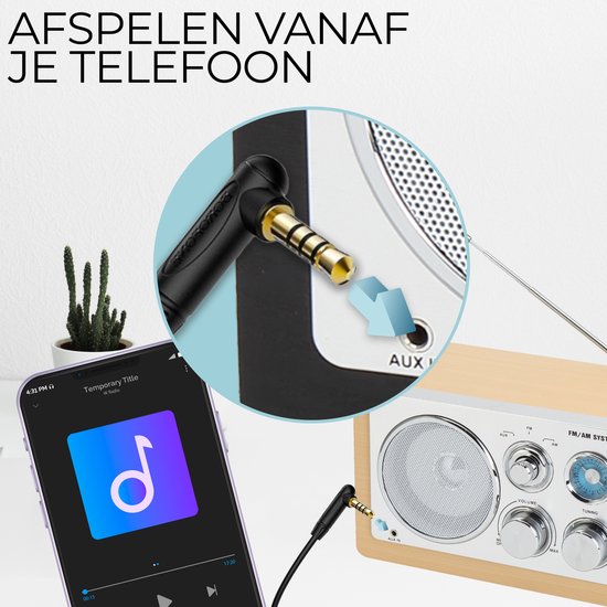 Denver Draagbare FM Radio - Retro - Werkt op batterijen of netstroom - Keukenradio - AM - FM - TR63 - Hout