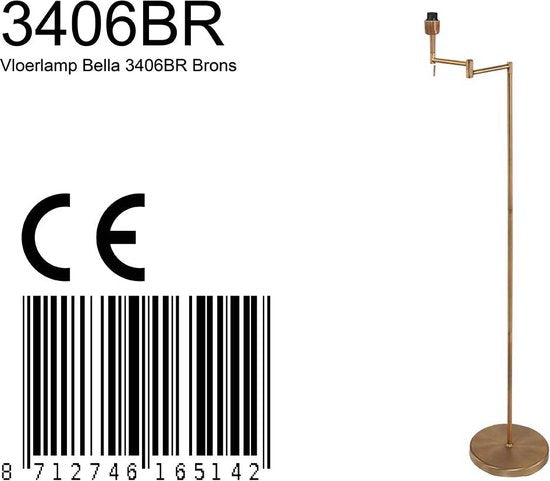 Mexlite vloerlamp Bella - brons - metaal - 45 cm - E27 fitting - 3406BR