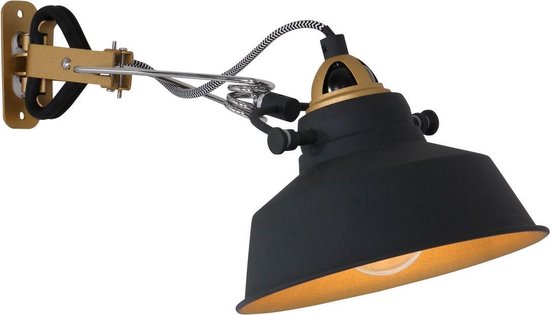 Wandlamp Nove 1320ZW - Zwart, Draaibaar & Kantelbaar, Kunststof/Metaal - Mexlite