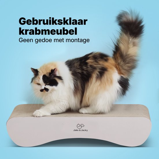 Jake en Jacky Krabkarton voor Katten 2 in 1 model - Krabpaal Karton - Krabplank - Krabmand - Krabmeubel - Kartonnen Krabmat - Kattenmand - Kattenbed - 71x24x21cm