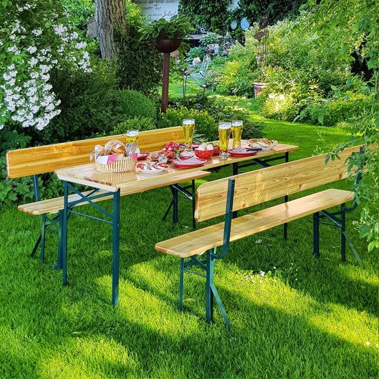 Casaria Picknicktafel – 2 Banken 1 Tafel – Inklapbaar - 170 cm - Bruin