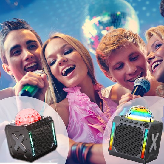 Denver Karaoke Set Kinderen & Volwassenen - Discolichten - Bluetooth - Incl. Microfoon - Speaker Party Box - Partybox - BTM618