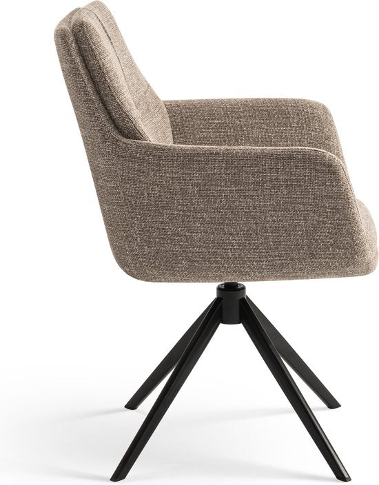 Furnihaus Draaibare Eetkamerstoel Milou met armleuning Taupe