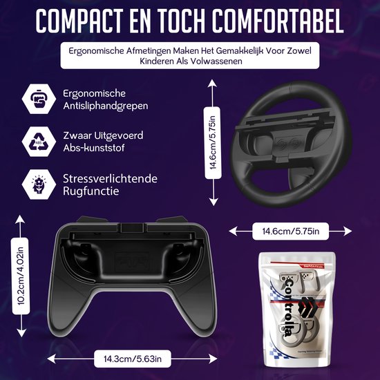 Controlla - Accessoires geschikt voor Nintendo Switch 2 - Joy Con grip set voor Nintendo Switch 2 - Controller en stuurwiel