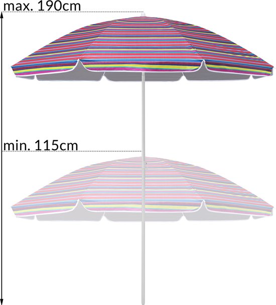 Kingsleeve Parasol 180cm - UV-bescherming 50+ Kantelbaar - Kleurrijk