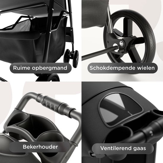 TrevoPet® Inklapbare Hondenbuggy - Voor Kleine en Middelgrote Honden tot 15 kg - Wandelwagen met Bekerhouder & Grote Opbergmand - Zwart