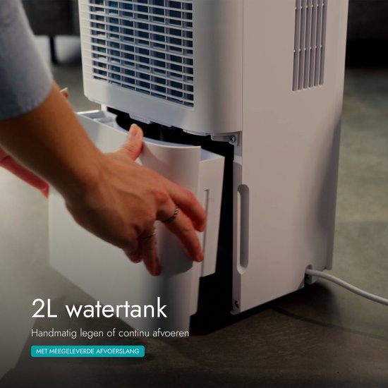 Bloomfold Luchtontvochtiger - 12L per Dag - Woonkamer, Slaapkamer, Kelder & Badkamer - Dehumidifier - Wit
