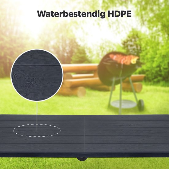 LifeGoods Inklapbare Tafel - 124x61,5 cm - Stevige Klaptafel - Weerbestendig - Inklapbare eettafel - Campingtafel - Vouwtafel voor Binnen en Buiten - Zwart houtnerf